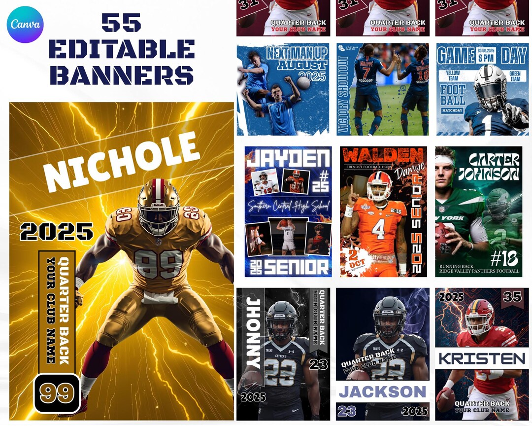 Football Poster Canva Template | Sports Background & Digital Backdrop ...