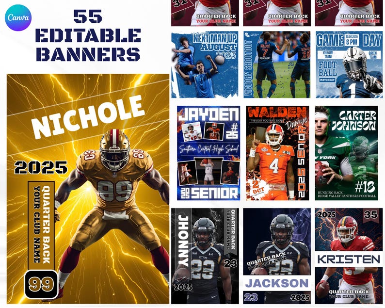 Football Poster Canva Template | Sports Background & Digital Backdrop ...