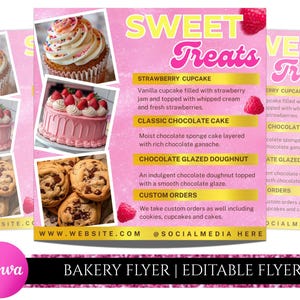 Bakery Flyer Editable Canva Template , Sweet Treats Flyer, Bake Sale Flyer, Bake Shop Flyer, Pastry Flyer, Cake Business Flyer Canva Design