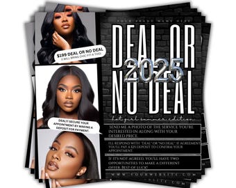 Deal or No Deal Flyer, Deal or No Deal Hair Nails Lashes Braids Makeup MUA Wigs Canva Flyer, Book Now Flyer, Deal or No Deal Flyer Templates