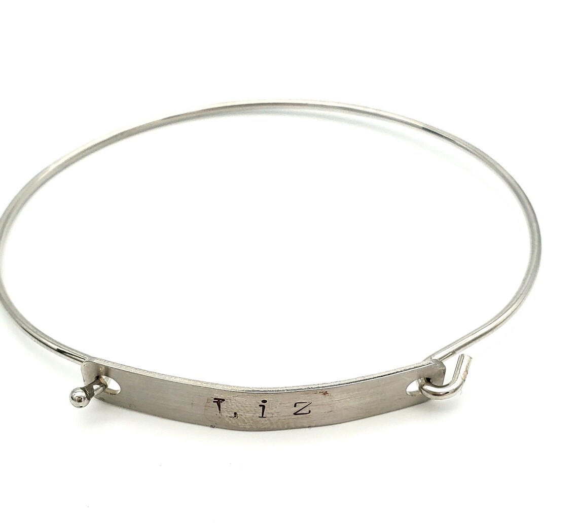 Personalized Name Plate Bracelet Personalized Name Bangle Etsy