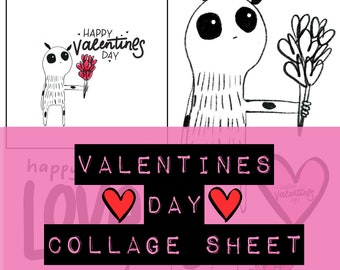 Whimsical Valentines Day Printable Collage Sheet