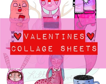 Valentines Day Printable Collage Sheet Pack For Journal and Planners.