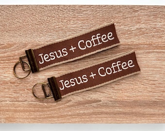 Embroidered Christian Wristlet Keychain, Jesus Lover, Christian Gift, Jesus Bag Tag, Christian Car Accessories, Religious Gift, Jesus Gift,