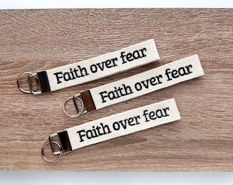 Embroidered Faith Wristlet Keychain, Jesus Keychain, Christian Key Accessories, Jesus Bag Tag, Religious Key Holder, Jesus Gift, Faith Gift