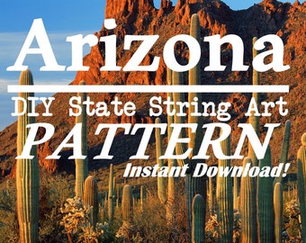 Arizona - DIY State String Art Pattern - 8" x 9" - Hearts & Stars included