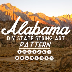 Alabama DIY State String Art Pattern 7 x 11 Hearts & Stars included image 1