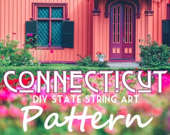 Connecticut - DIY State String Art Pattern - 8" x 10.5" - Hearts & Stars included