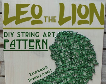 String Art Pattern - Léo le Lion - 9" x 8"