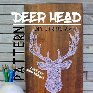 Deer Head String Art Pattern 10.5 x 8 Buck Head Pattern image 1