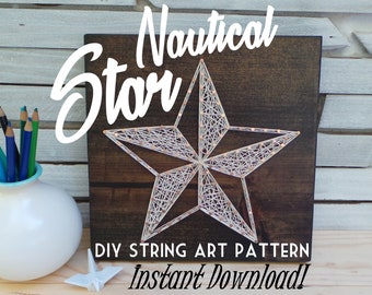 Nautical Star String Art Pattern  - 7.5" x 7.5"