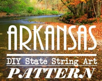 Arkansas - DIY State String Art Pattern - 8" x 10" - Hearts & Stars included