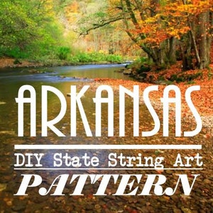 Arkansas - DIY State String Art Pattern - 8&quot; x 10&quot; - Hearts & Stars included