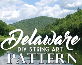 Delaware - Patrón DIY State String Art - 4.5" x 11" - Corazones y estrellas incluidos