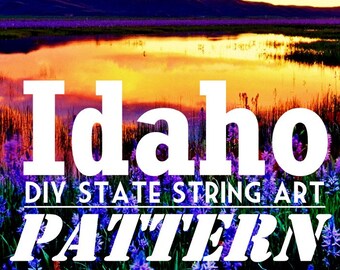 Idaho - DIY State String Art Pattern - 10.5" x 6.5" - Hearts & Stars included