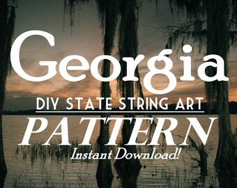 Georgia - DIY State String Art Pattern - 10" x 9" - Hearts & Stars included