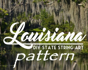 Louisiana - DIY State String Art Pattern - 8.5" x 10" - Hearts & Stars included
