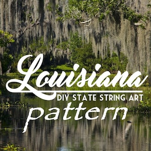 Louisiane DIY State String Art Pattern 8,5 x 10 Coeurs et étoiles inclus image 1