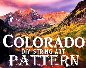 Colorado - Patrón DIY State String Art - 8" x 10" - Corazones y estrellas incluidos