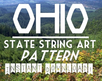 OHIO - DIY State String Art Pattern  - 9" x 9" - Hearts & Stars included