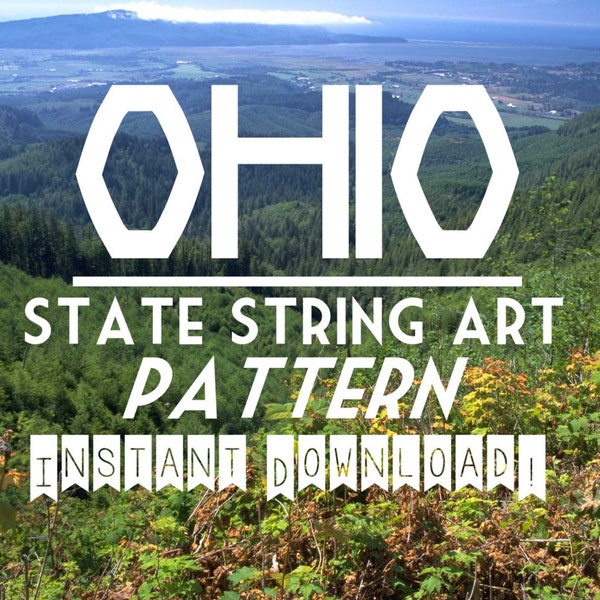 OHIO - DIY State String Art Pattern  - 9" x 9" - Hearts & Stars included