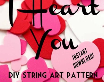 Descarga de patrón de arte de cuerdas de corazón de bricolaje - GRANDE