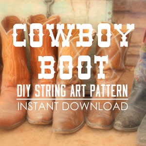 Patrón de arte de cuerdas - Bota de vaquero - 10" x 9"