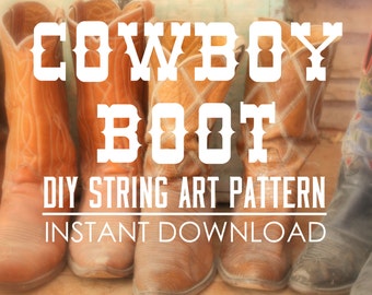 String Art Pattern - Cowboy Boot - 10" x 9"