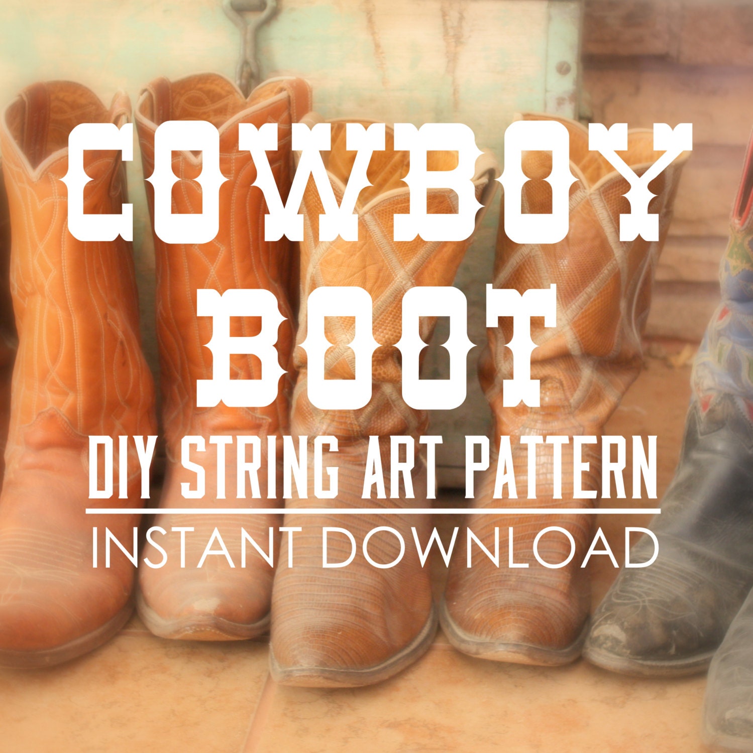 String Art Pattern Cowboy Boot 10 x 9