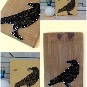 Raven String Art Pattern 8 x 8 Raven Silhouette image 2