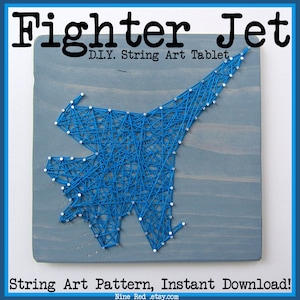 DIY String Art Pattern Fighter Jet 10.5 x 7 image 1