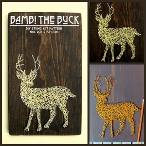 String Art Pattern Bambi The Buck 10 x 8 image 3