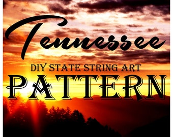 Tennessee - DIY State String Art Pattern - 12" x 3" - Hearts & Stars included