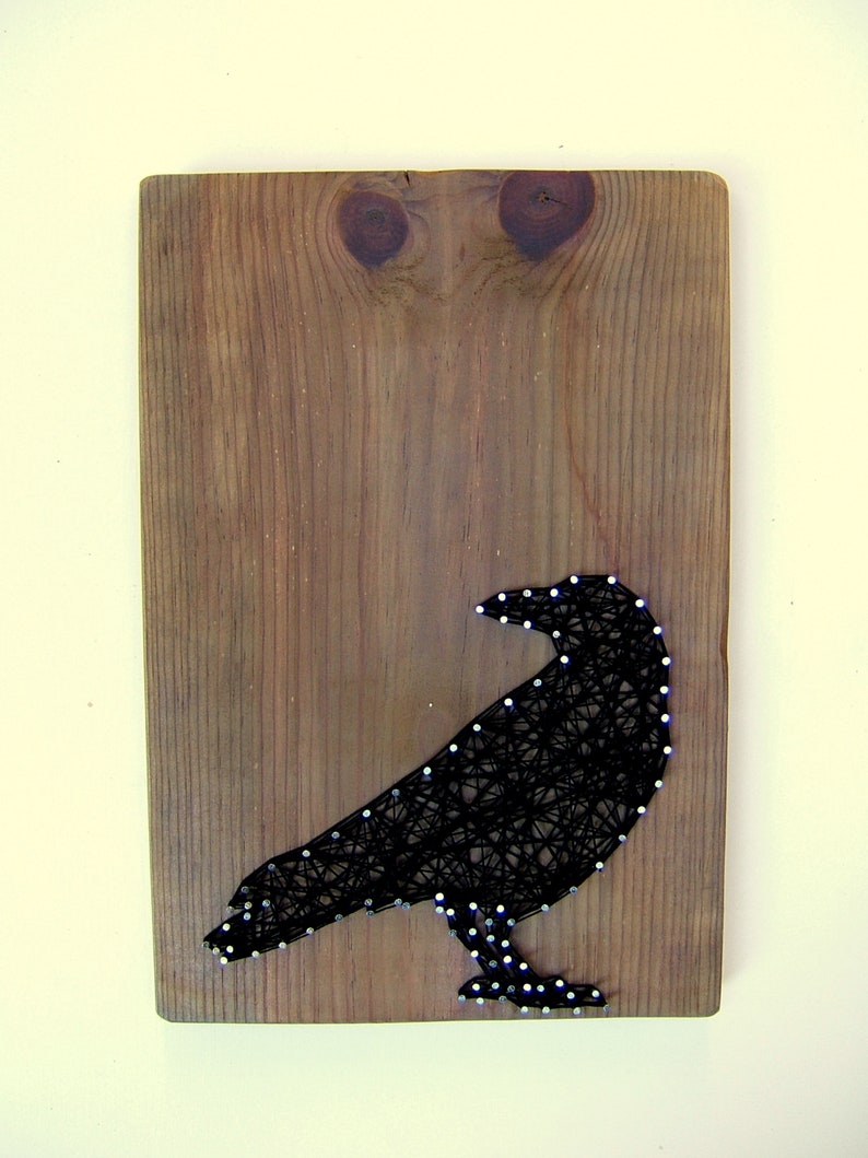 Raven String Art Pattern 8 x 8 Raven Silhouette image 4