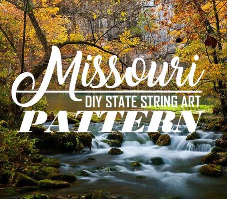 Missouri DIY State String Art Pattern 11 x 8.5 Hearts & Stars included image 1