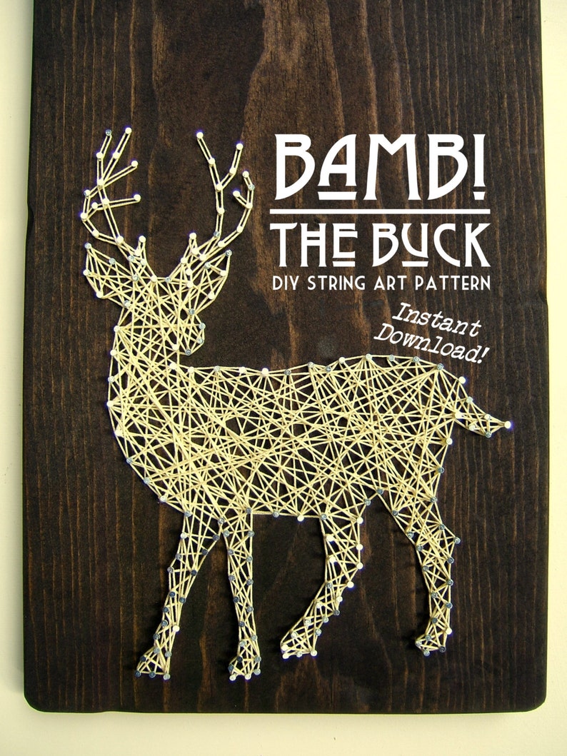 String Art Pattern Bambi The Buck 10 x 8 image 1