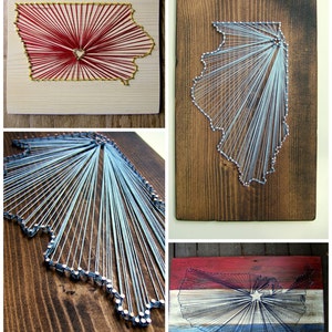 Indiana DIY State String Art Pattern 10.5x 6.5 Herzen & Sterne inklusive Bild 4