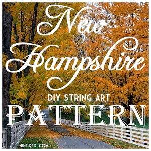 New Hampshire - DIY State String Art Pattern - 11&quot; x 6&quot; - Hearts & Stars included