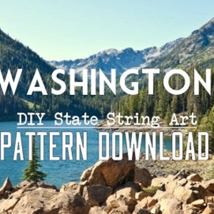 Washington - DIY State String Art Pattern - 10&quot; x 7&quot; - Hearts & Stars included!