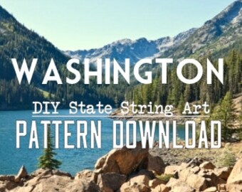 Washington - Patrón DIY State String Art - 10" x 7" - ¡Corazones y estrellas incluidos!