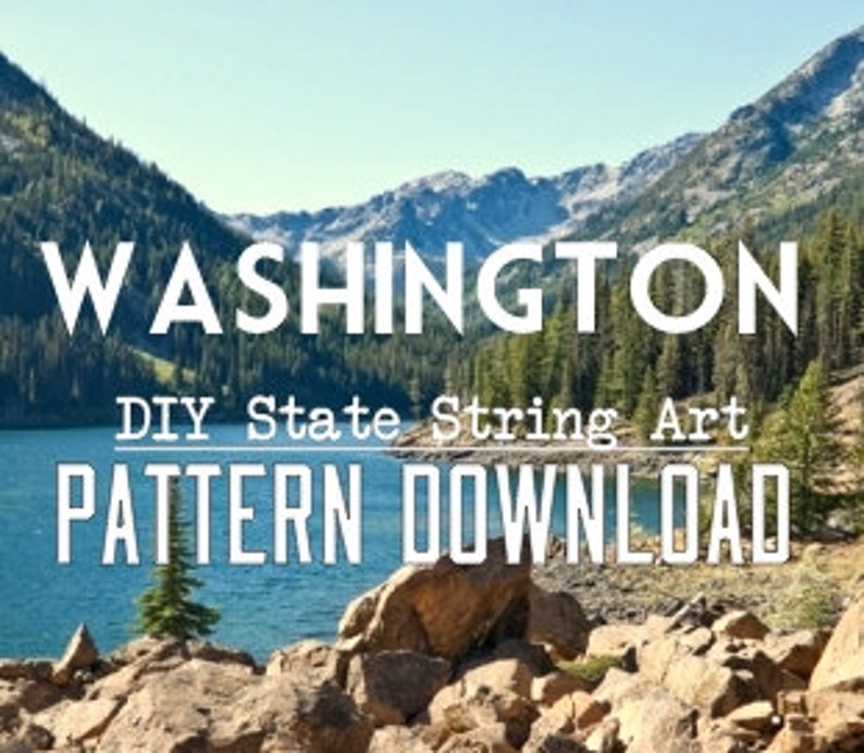 Washington DIY State String Art Pattern 10 x 7 Hearts & Stars included image 1