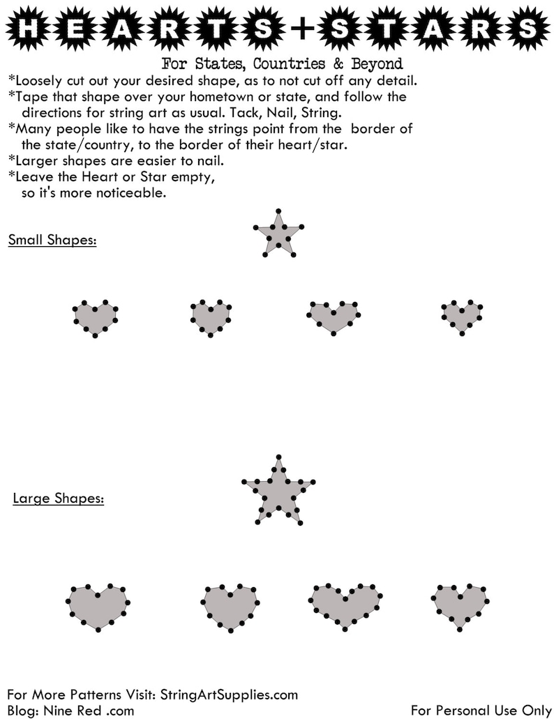 Washington DIY State String Art Pattern 10 x 7 Hearts & Stars included image 3