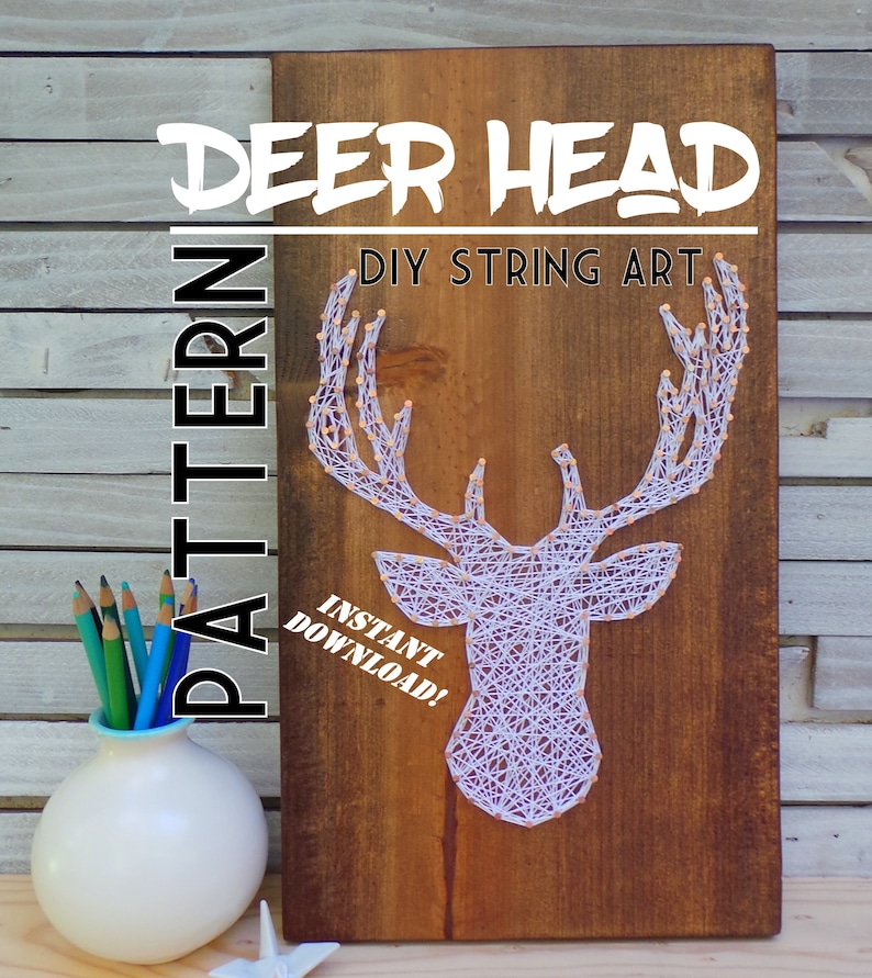 Deer Head String Art Pattern 10.5 x 8 Buck Head Pattern image 1