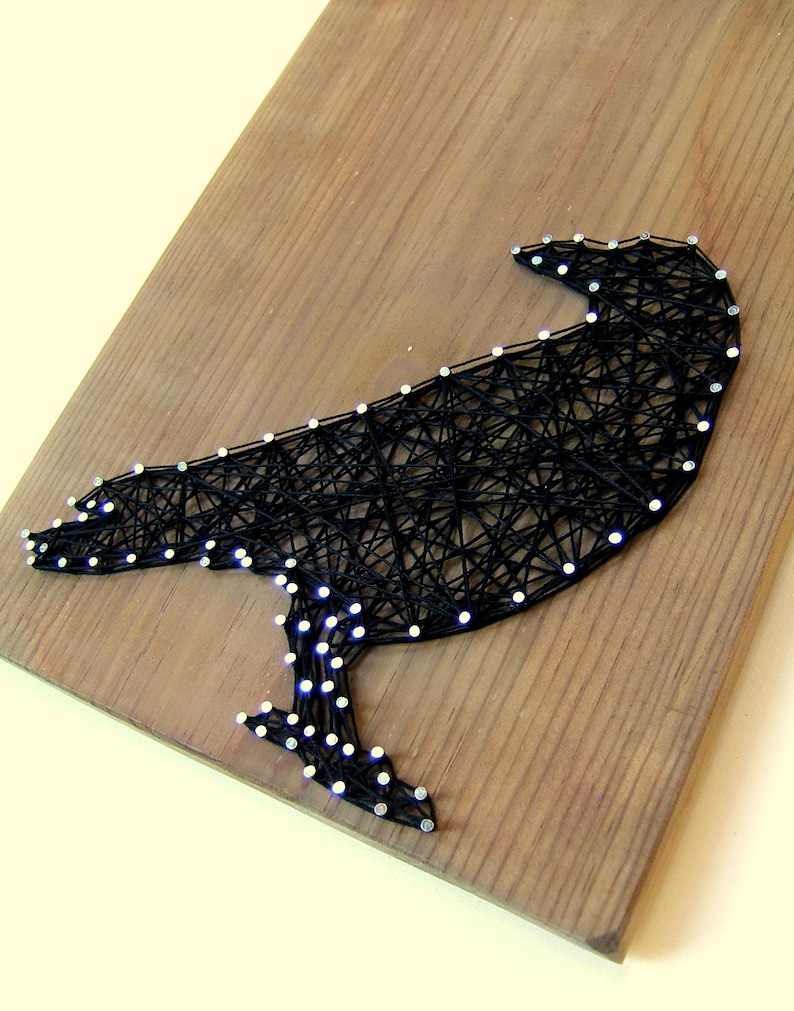 Raven String Art Pattern 8 x 8 Raven Silhouette image 5