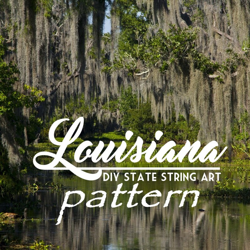 Louisiane DIY State String Art Pattern 8,5 x 10 Coeurs et étoiles inclus image 1