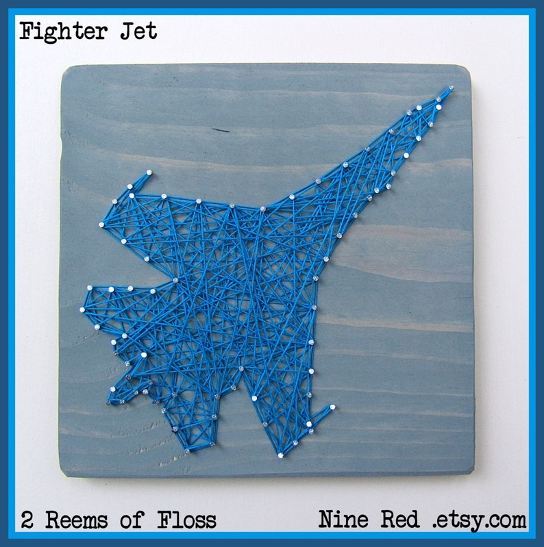 DIY String Art Pattern Fighter Jet 10.5 x 7 image 3