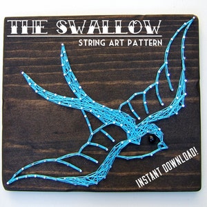 String Art Pattern - Vintage Swallow Tattoo - 8.5&quot; x 13&quot;