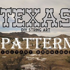 Texas - DIY State String Art Pattern - 10&quot; x 10.5&quot; - Hearts & Stars included
