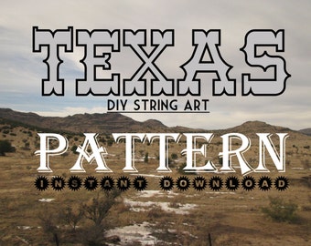 Texas - DIY State String Art Pattern - 10" x 10.5" - Hearts & Stars included