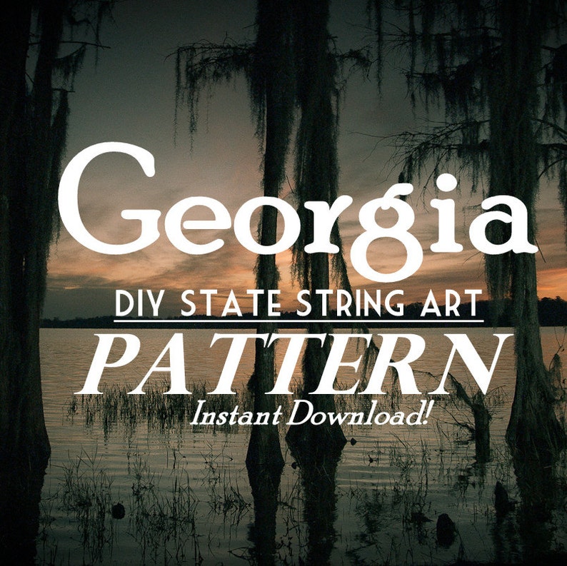 Georgia DIY State String Art Pattern 10 x 9 Hearts & Stars included image 1